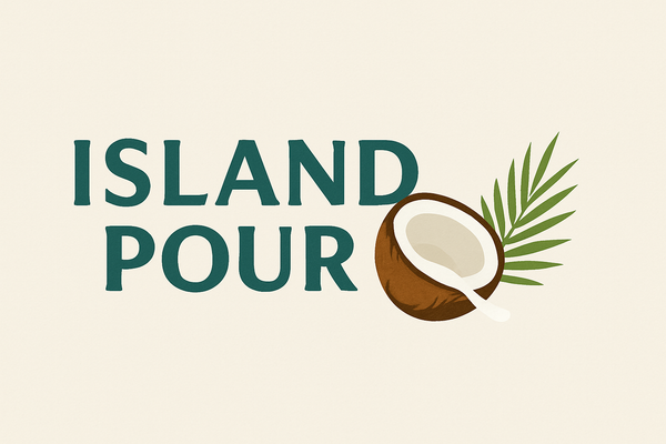 Island Pour horizontal logo in teal and gold on white background